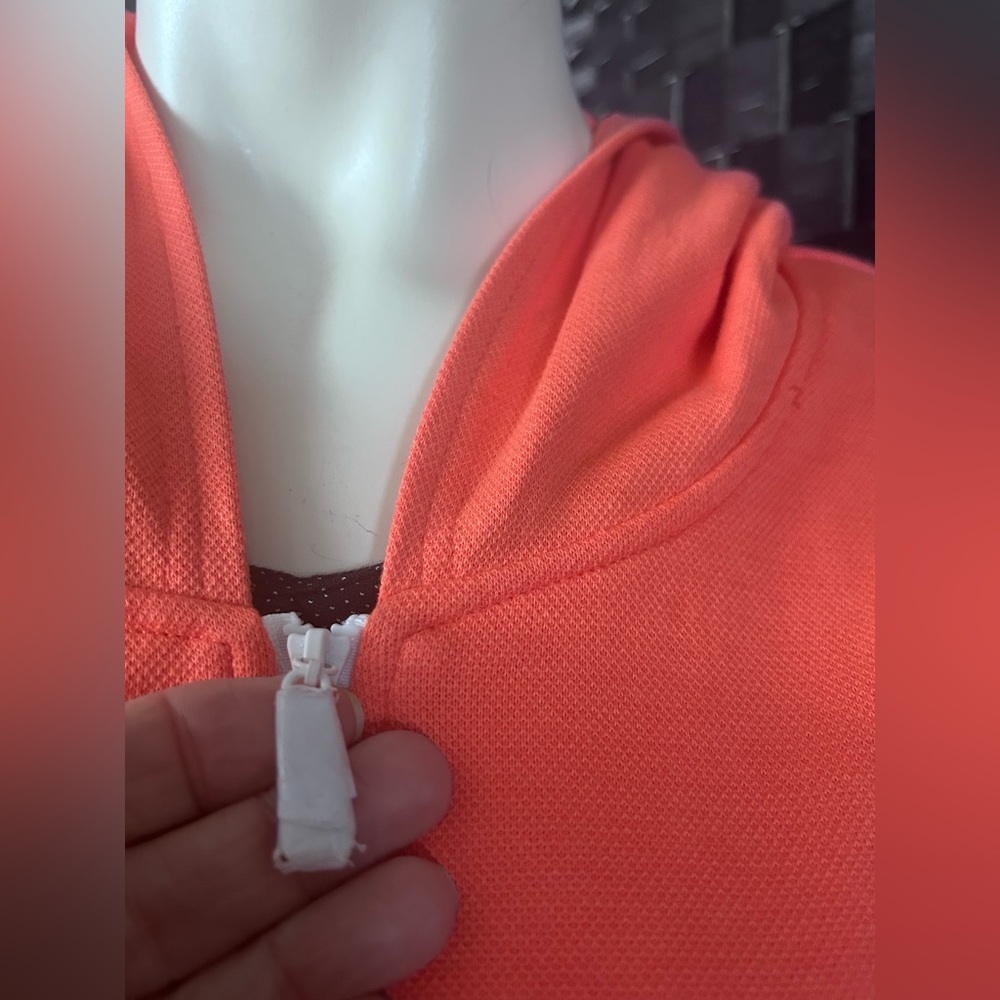 Belle by Kim Gravel bright melon cotton rayon zip front drawstring Adirondack - Picture 6 of 11